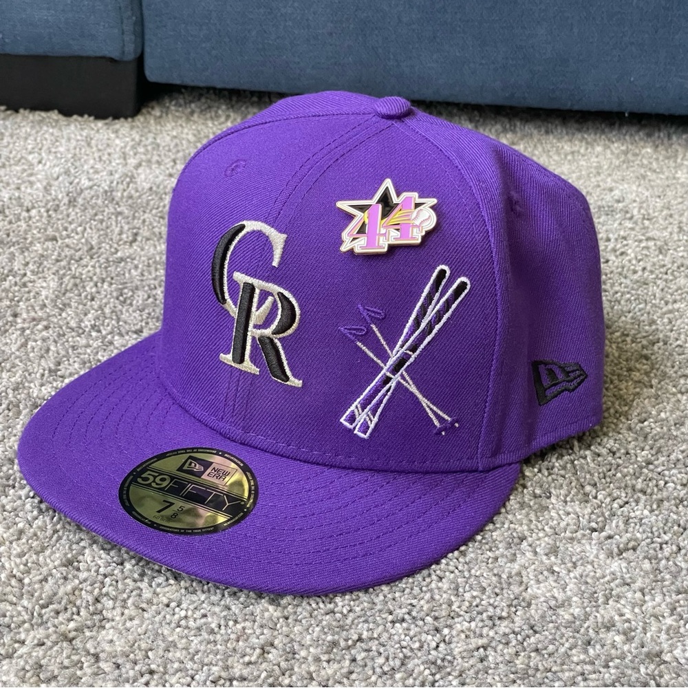 New Era Colorado Rockies Fitted Hat Purple Gray UV Size 7 5/8